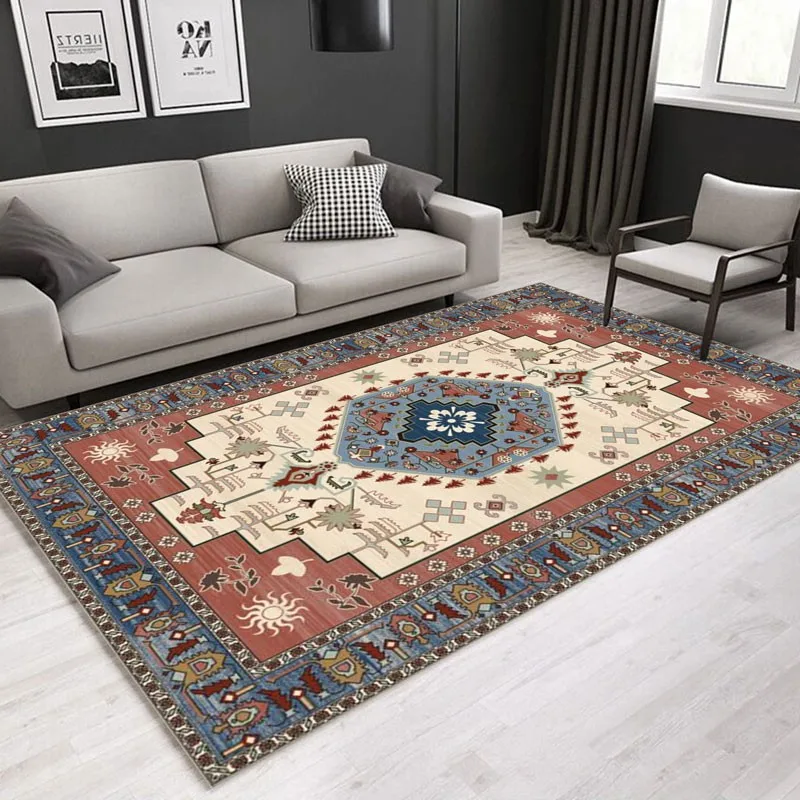 Reese Velvet Fleece Living Room Carpet Bedroom Rug Parlor Geometric Floral Patterns Of The Bohemian Court Sofa Table Decor Mat