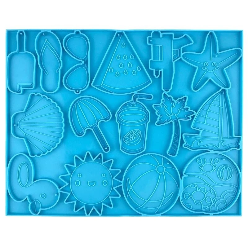 

E21F Silicone Resin Mould Pendant Jewellery Molds for w/ Hang Hole for DIY Craft Maki