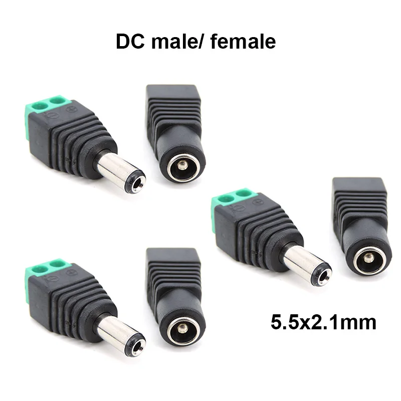 Connecteur adaptateur de prise mâle et femelle CC pour caméra CCTV W1, borne de câble d'alimentation, 2.1mm x 5.5mm, 5.5x2.1mm, 1 paire, 3 paires