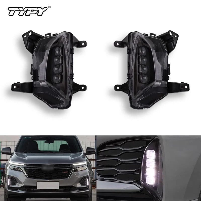 

TYPY For Chevrolet Equinox 2022 2023 Yellow Turn Signal Waterproof ABS Car DRL 12V LED Daytime Running Light LED Fog Lamp