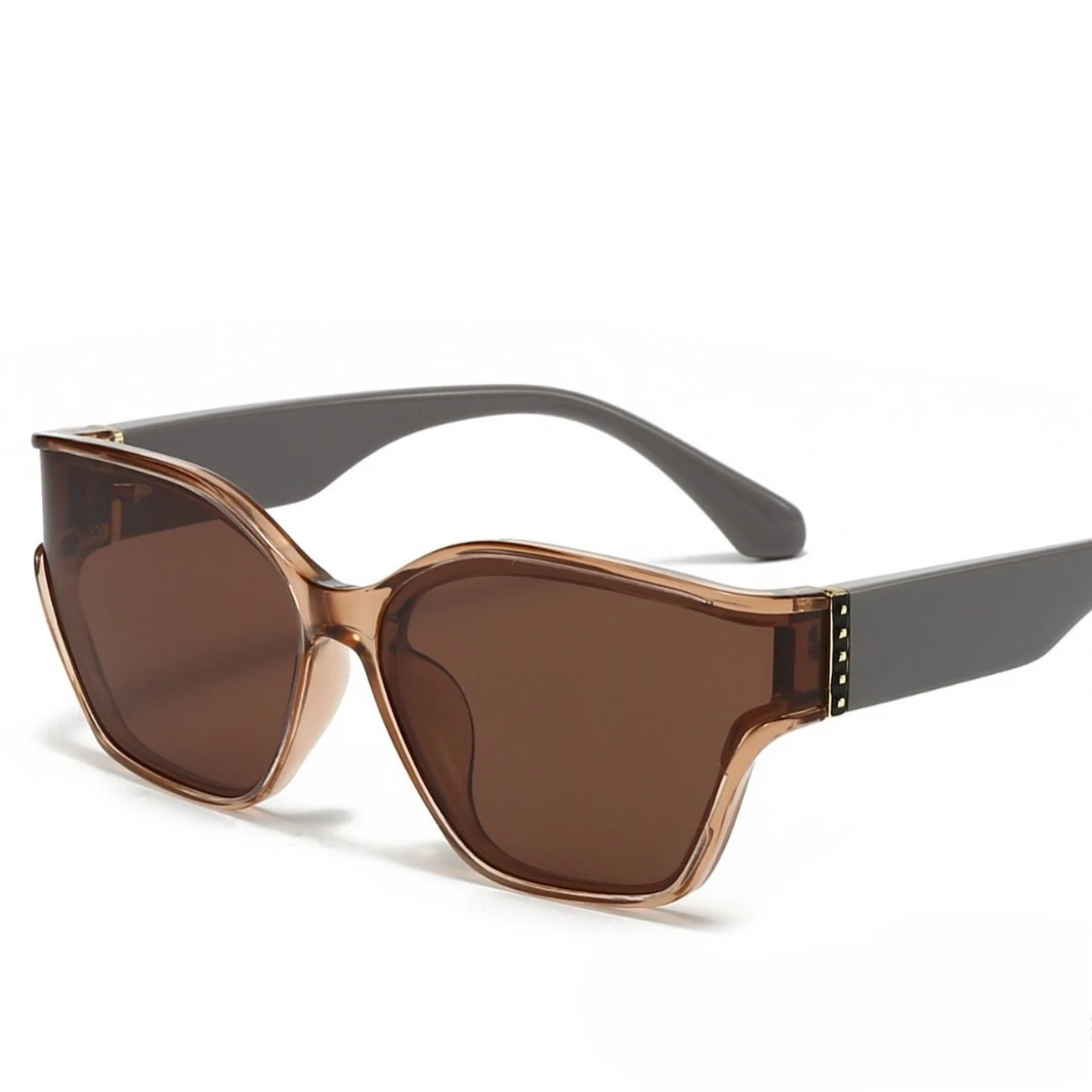 

2025 New Trendy Diamond-Encrusted Curved Sunglasses Polarized Brown Lens High-End UV400 Street Fashion Luxury Sunshade