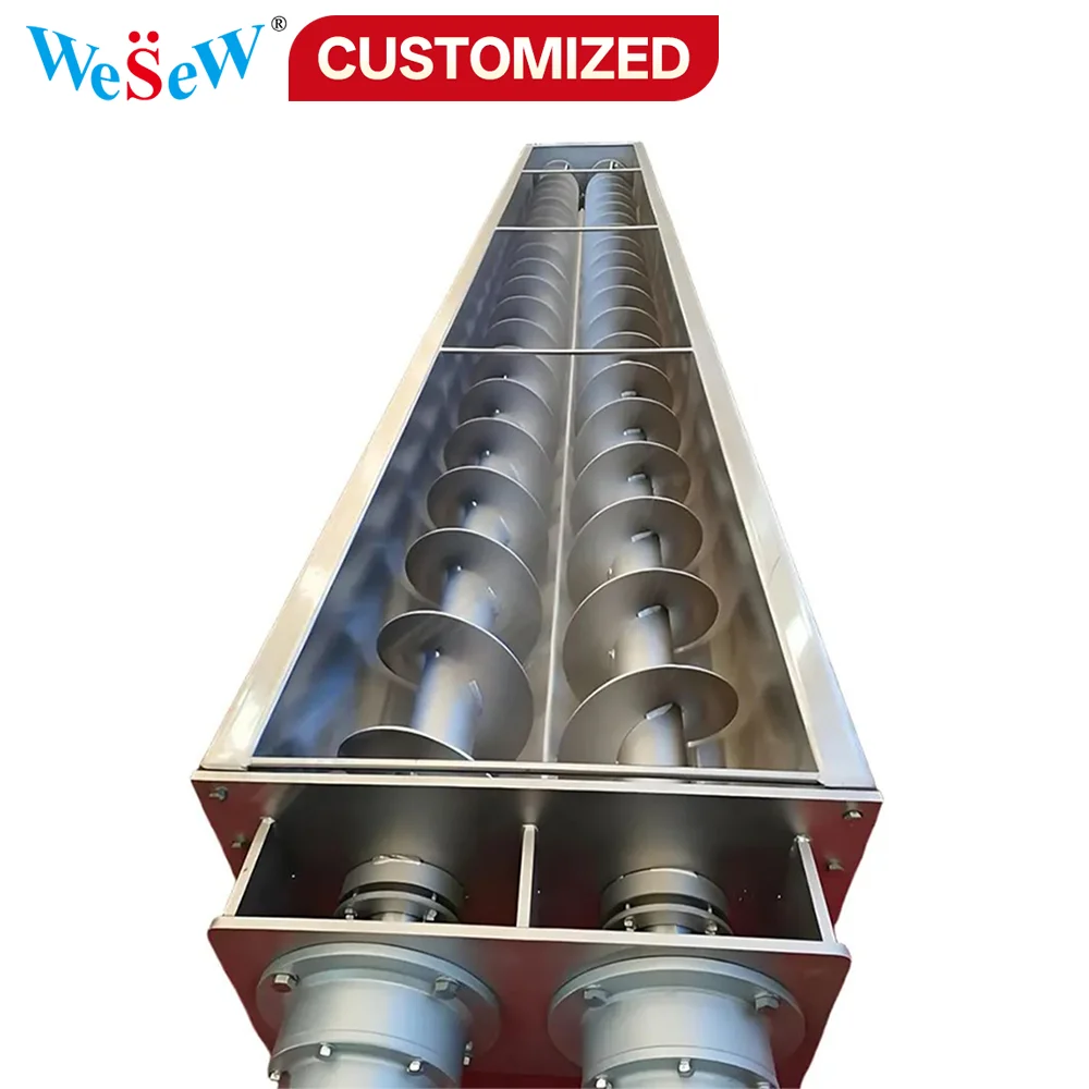 Custom-Made Wear-Resistant Stainless Steel Screw Conveyor with Unidirectional Rotation and Variable Speed for the Food Industry