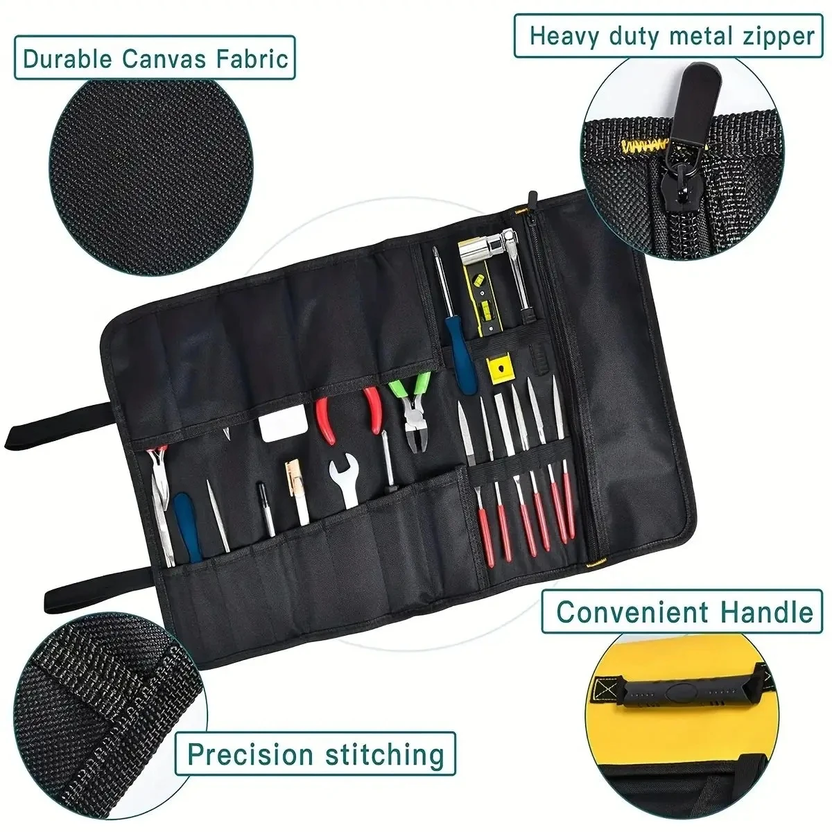 Multifunction Roller Tool Bags Oxford Cloth Folding Wrench Bag Handheld Tool Roll Storage Portable Case Tools Pouch