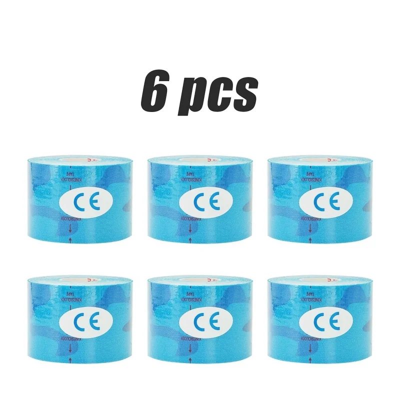 1/2/4/6 Pcs Blue Camo Muscle Bandage Sports Cotton Elastic Adhesive Strain Injury Tape Knee Muscle Pain Relief