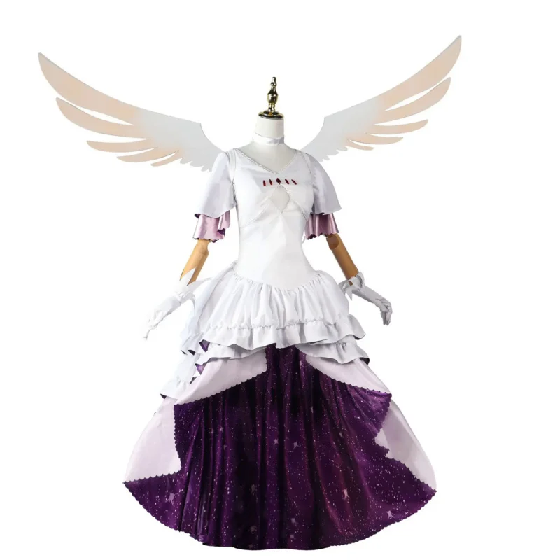 Anime Puella Magi Madoka Magica Kaname Madoka Cosplay Costume Goddess Skirt Evening Dress Wing Woman Sexy Carnival Suit