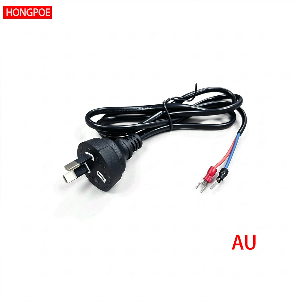 EU / US / AU / UK 2-PIin Plug Power Lead 2 Core Bare Wire U Y Spade Fork Terminal for Home Appliance / Instrument / Equipment