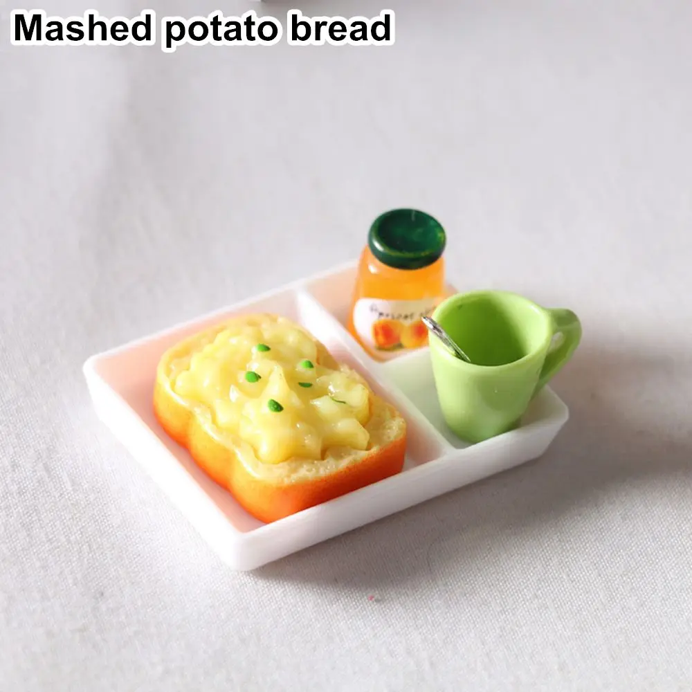 Милая обеденная тарелка, чашка, миниатюрная модель еды, тост, хлеб, кукольный домик, игровой кухонный аксессуар