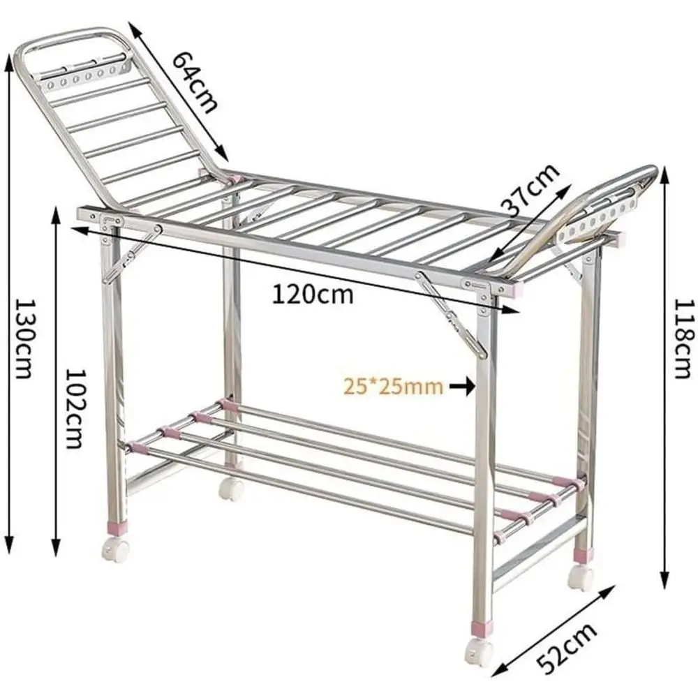 Draagbaar opvouwbaar roestvrijstalen kledingdroogrek - gebruik binnen en buiten