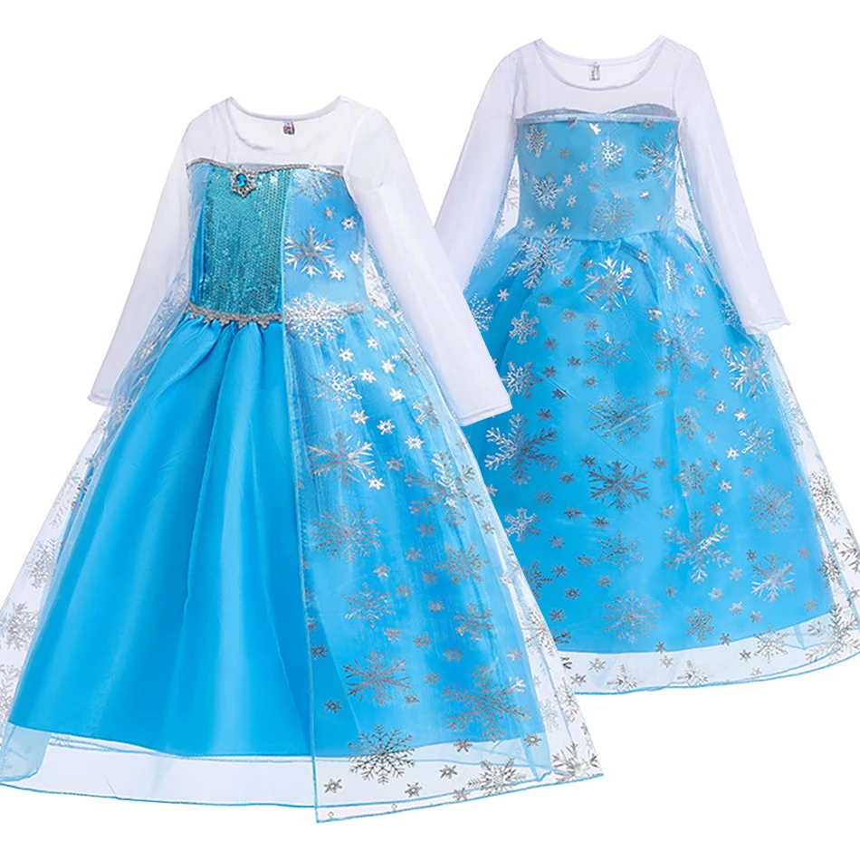 

Kids Halloween Cosplay Costumes Baby Girls Elsa Princess Dress Child Birthday Party Dresses Christmas Carnival Ball Gown Clothes