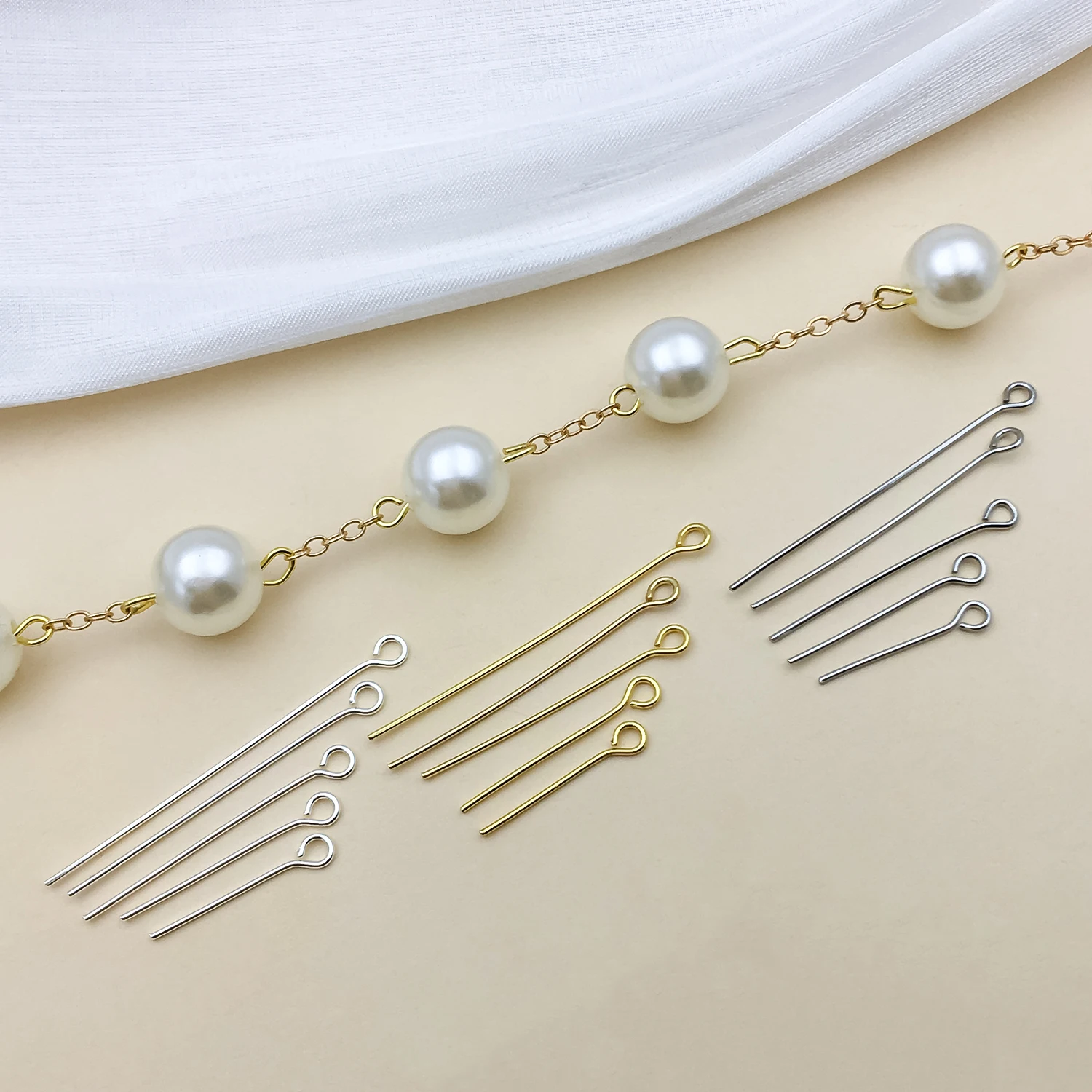 50/100pcs/Lot 18K Gold Plated Nine Character Needles Eye Pins Supplies For Jewelry DIY Making Beading Accessories Wholesale