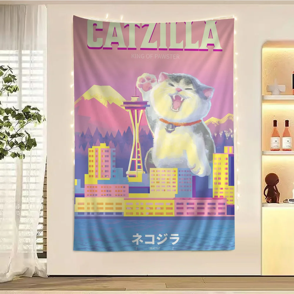 

CATZILLA Printed Large Wall Tapestry Indian Buddha Wall Decoration Witchcraft Bohemian Hippie Decor Blanket