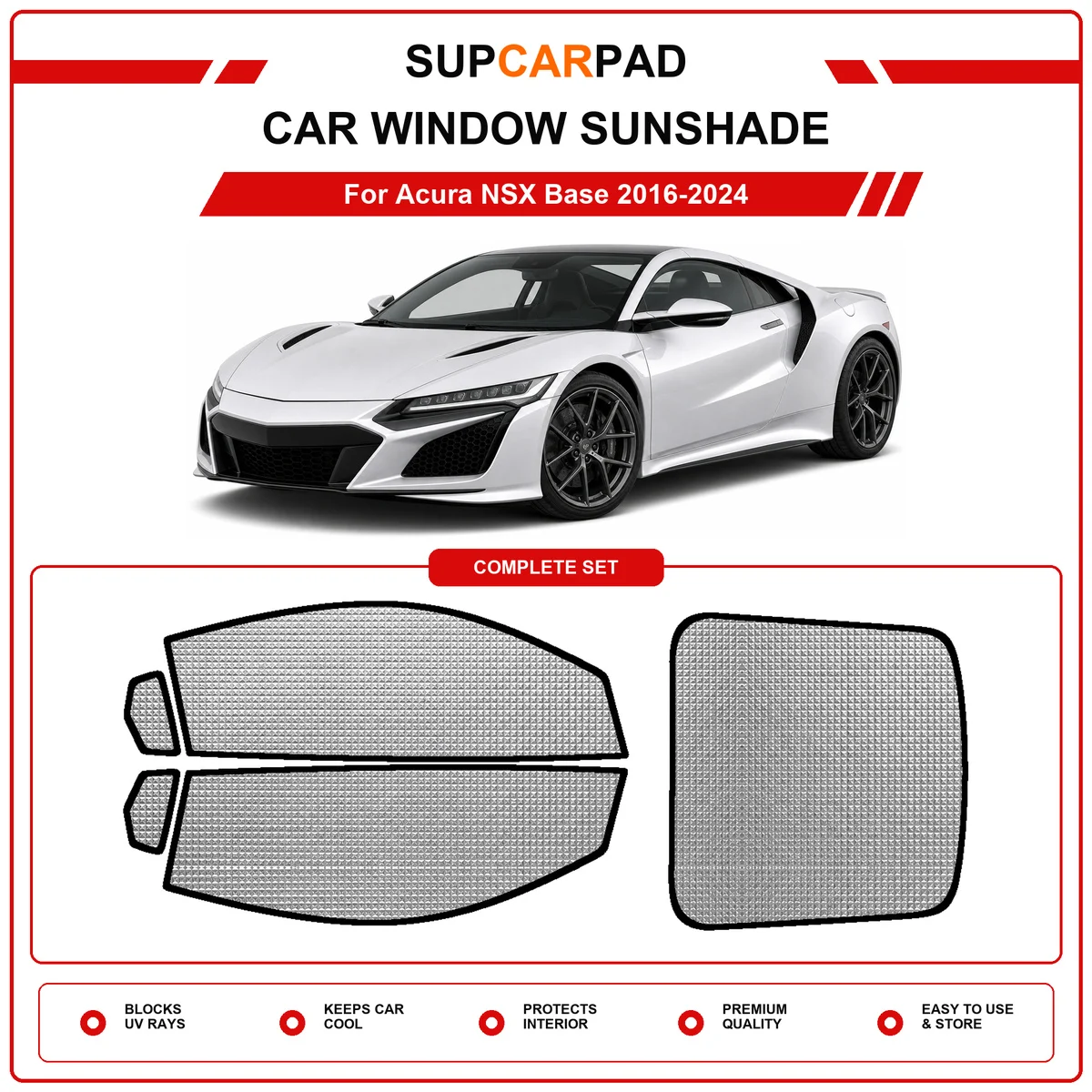 For Acura NSX Base 2016-2024 Pre‑Cut Auto Window Sunshade Anti‑UV Car Sun Visor Protector