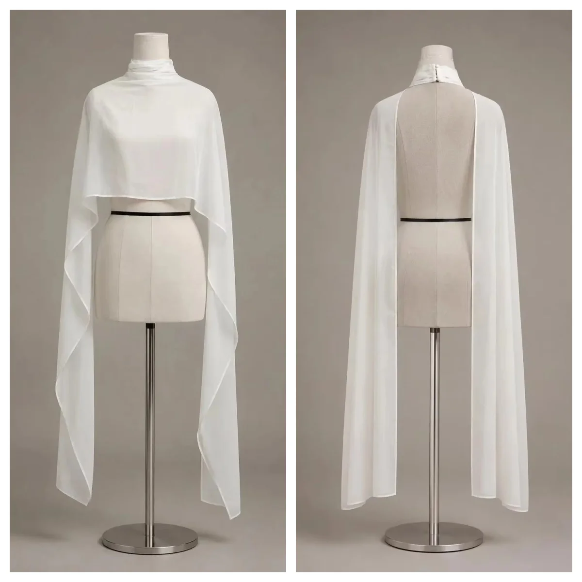 Bridal Scarf Shoulder Shawl Wedding Cape Ivory Sheer Chiffon High-necked Button-down Dress Bridesmaid Dresses Unique Shawls Cust