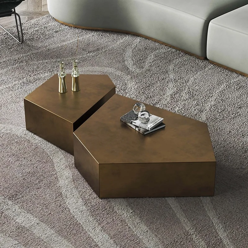 Coffee table modern simple villa stainless steel geometric special-shaped creative coffee table combination