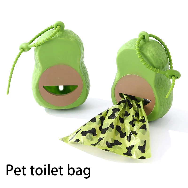 Cute Avocado Shaped Dog Cat Waste Bag Dispenser Dog Pooper Scooper With Leash Attachment For 2025 Pet Accessories