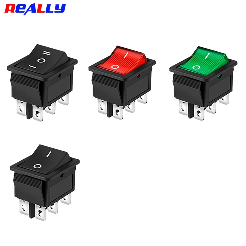 5PCS KCD4-202N 203 6Pin Boat Rocker Switch 31x25mm On-Off Control Power Button Green Red 220V Light Power Switch