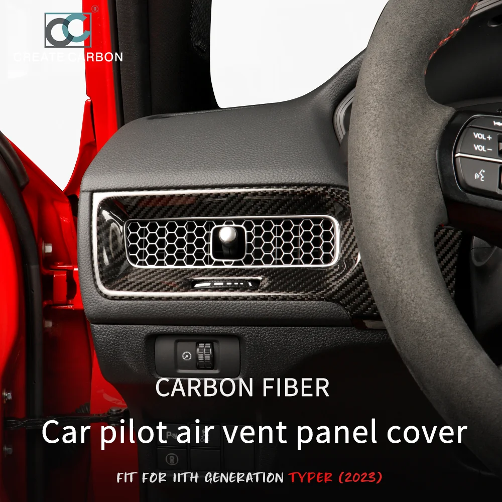 Carbon Fiber Dashboard Air Vent Wind Outlet Panel Cover for 11th Gen Civic Type r FL5 2023 Typer Car Pilot Air Vent Outlet Cover