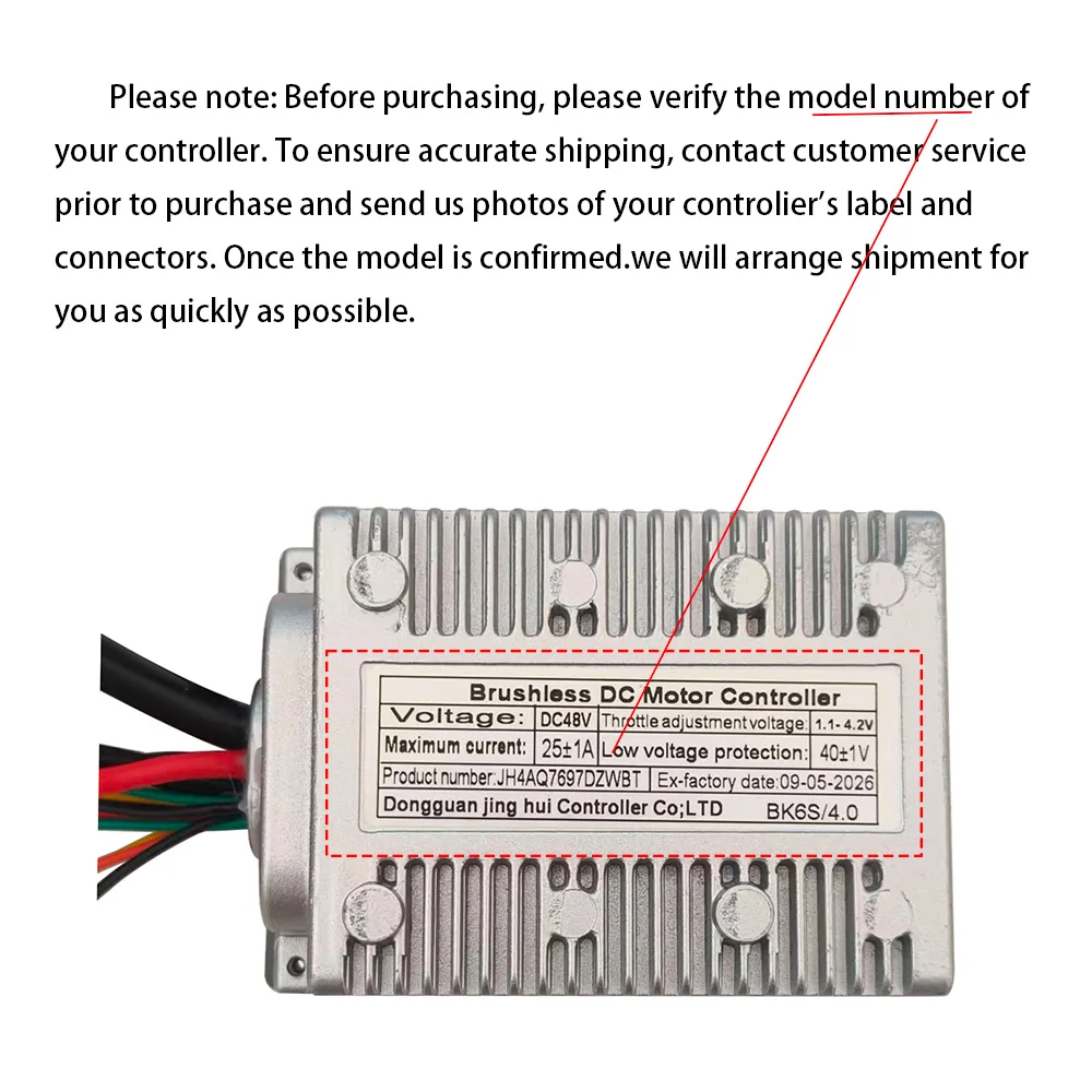Nulkomma Ebike Brushless Motor Controller JH4AQ7697DZWBT 48V 25A for Electric Scooters Fat Bike MTB Accessories Speed Controller