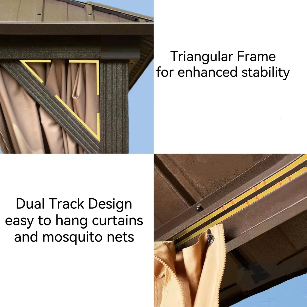 Bestselling modern durable aluminum easy-assemble gazebo garden waterproof sunshade metal hardtop gazebo
