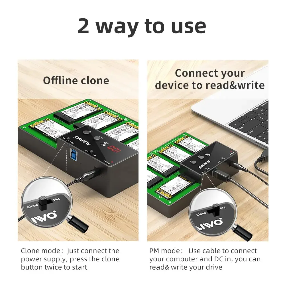 Imagem -03 - Maiwo-estação de Docking Display Digital Bay Dock Duplicador Msata Ssd Usb 3.0 para Msata Ssd Cloner Desligado 1:4 Cloner