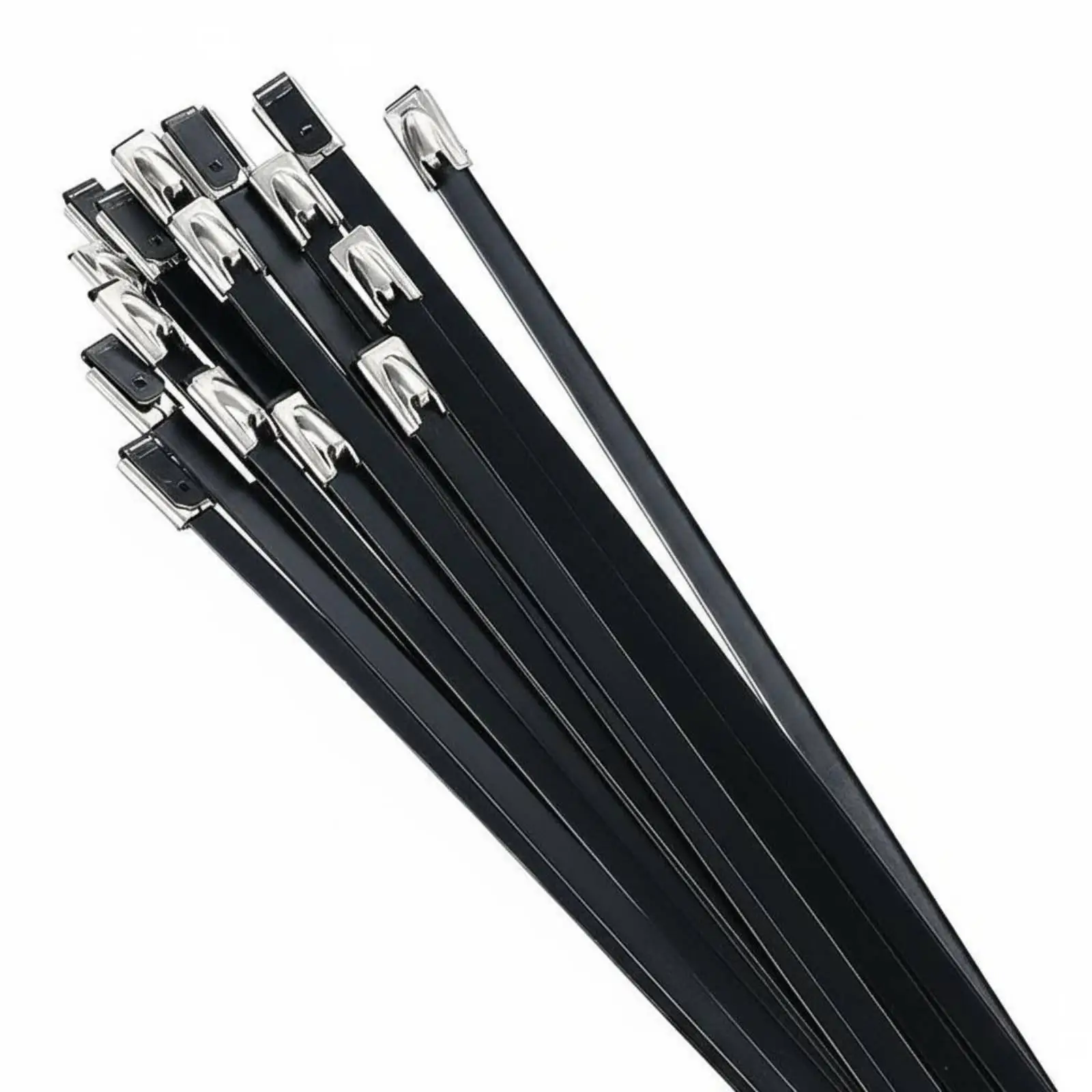 Stainless Steel Cord Tie Anti-Rust Automatic-Locking Steel Strap Black Coated