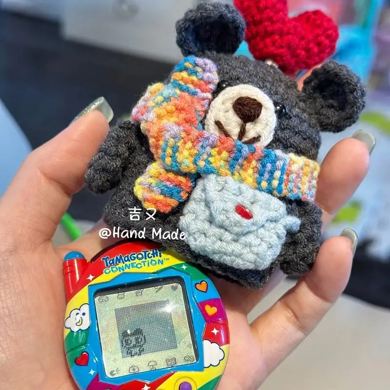 Handmade Cute Bear Crochet Tamagotchi Case – Customizable Gift