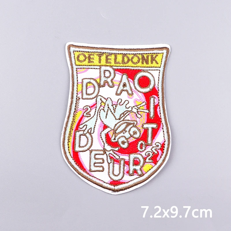 2024 Oeteldonk Leeft Emblem Embroidery Patches For Clothes Carnival Frog Iron On Patch For Netherland Fusible Patches DIY Gift