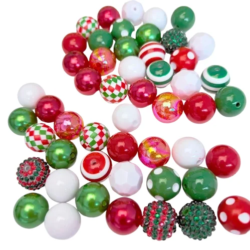 

Рождественские цветные бусины своими руками | Красно-зеленые двухцветные смешанные бусины, праздничные принадлежности для рукоделия ручной работы | 50шт/уп