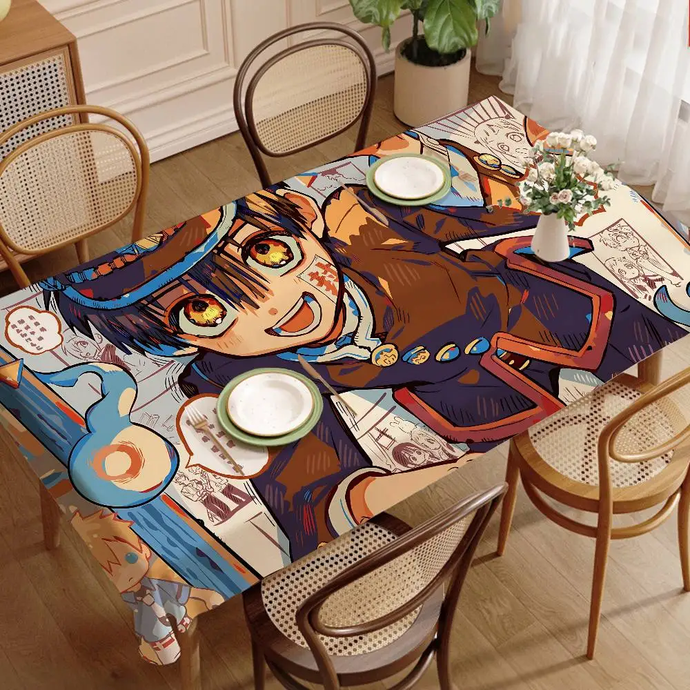 Anime T-Toilet Bound Hanako-kun Rectangle Tablecloths Printed Table Cloth for Farmhouse Holiday Wedding Party Dining Table Decor