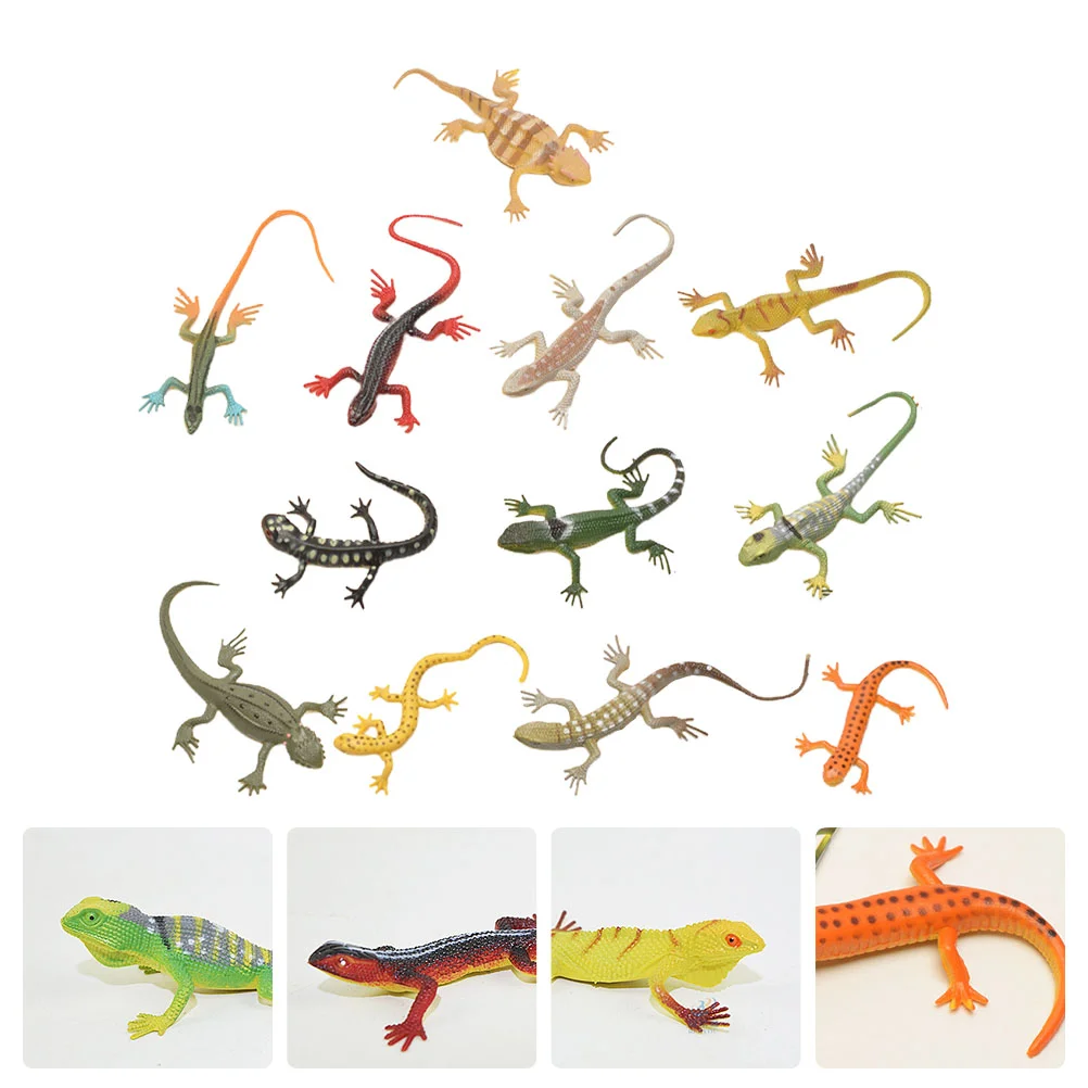 

12 Pcs Artificial Lizard Plastic Gecko Halloween Trick Props Toys Simulation Children’s Animal Realistic Figures Home Decor