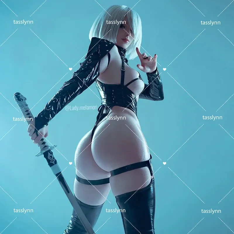 YoRHa 2B-Costume de Combat Noir pour Femme, Anime Nier, Ensemble Gelleather, Lingerie Sexy, Chaude, struction ée