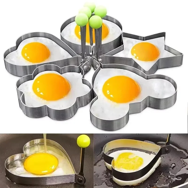1/2/3PCS  Egg Frying Stainless Steel Omelette Ring Model Pancake Meat Pie Bake Mould Heart Shaped Cake Rice Kitchens Accessories