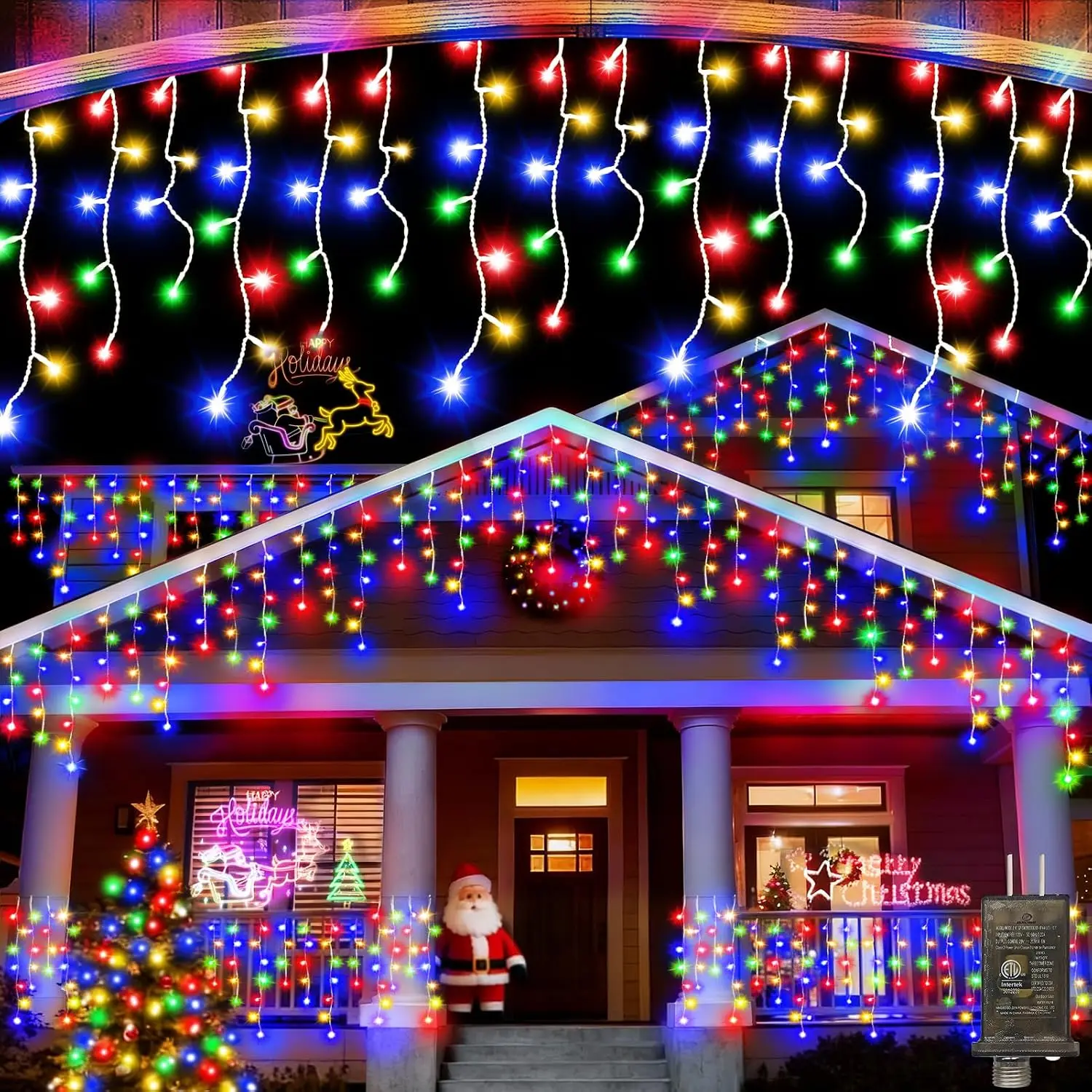 1280 LED Christmas String Lights, 131 FT Plug-in Lights with 240 Drops & 8 Modes, Multicolor, for Wedding, Party, Patio and Outdoor Decor
