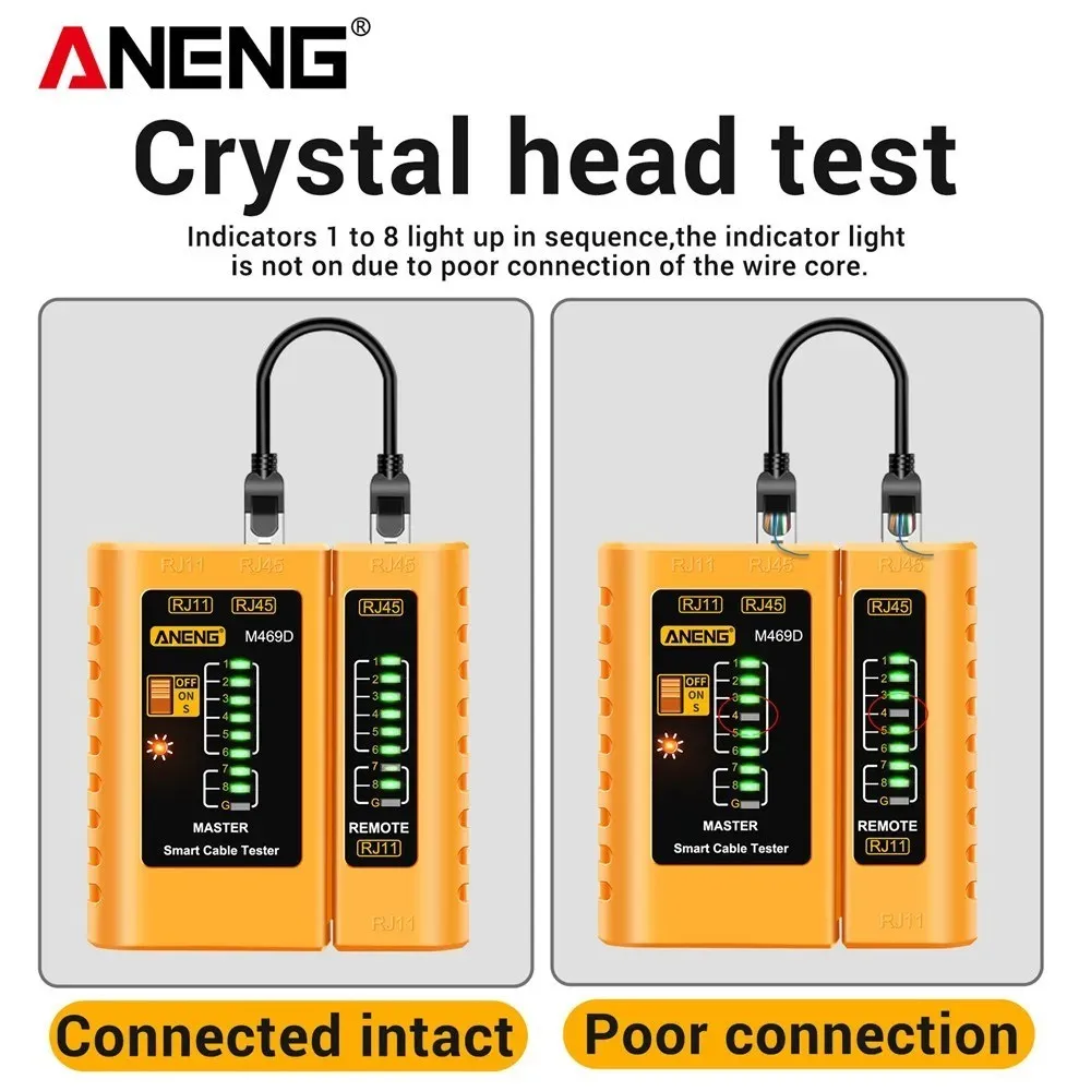 RJ45 RJ11 RJ12 CAT5 Network Line Tester Tool UK ANENG M469D UTP LAN Cable Tester