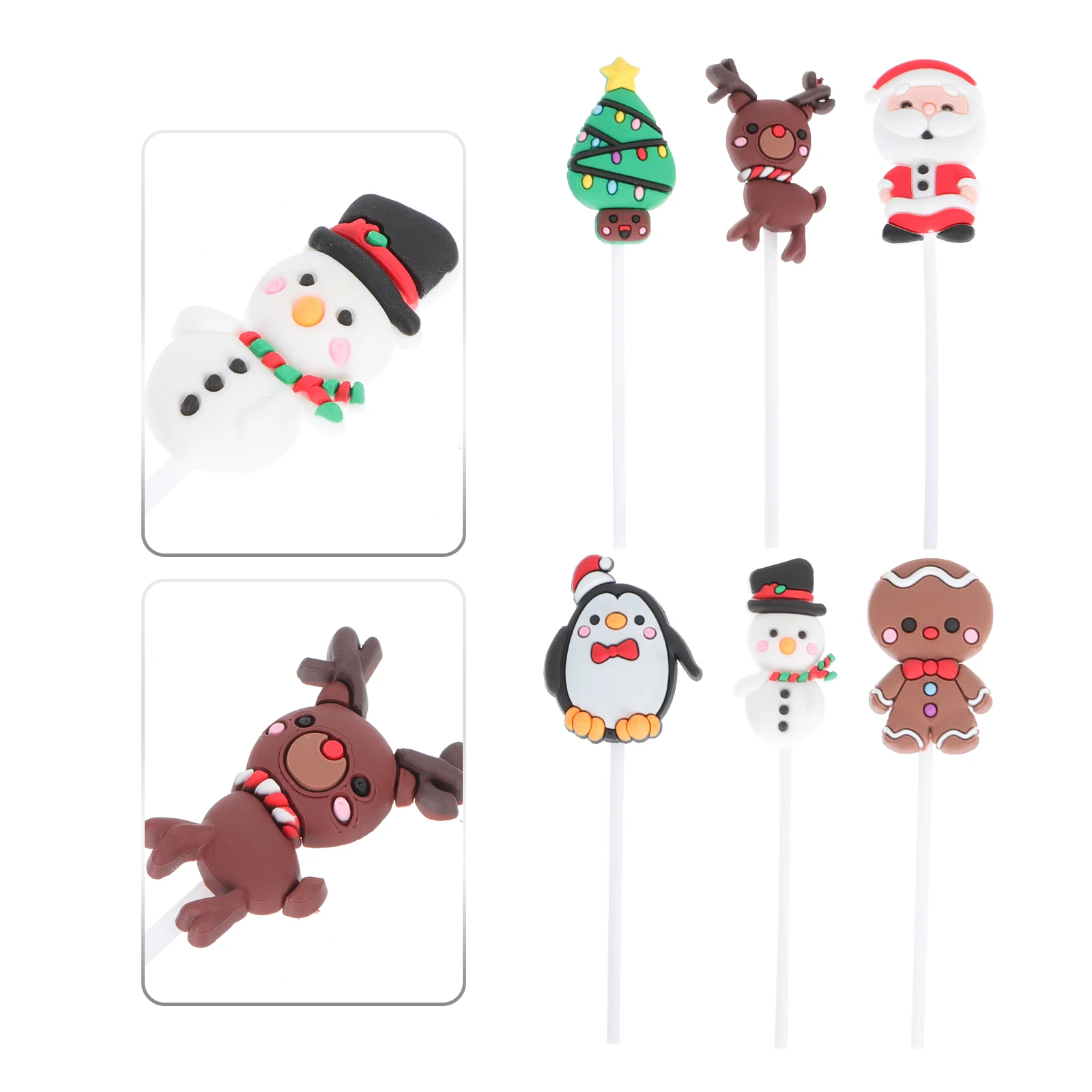 

12 Pcs Christmas Decorations Cake Insert Ornament DIY Decorate Topper Colorful Dessert Adorn