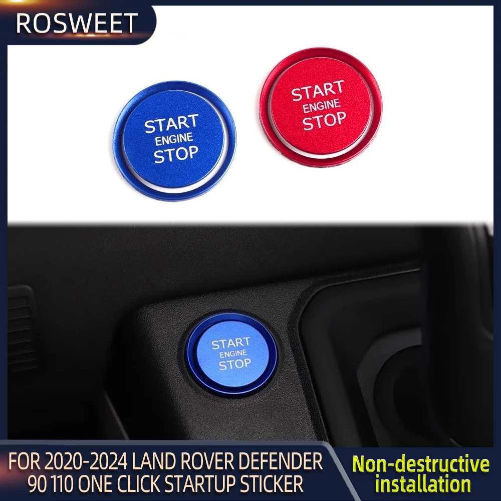 ROSWEET Car Engine Start Stop Ignition Button Decal Sticker Trim For Land Rover Defender L663 90 110 2020 2021 2022 2023 2024