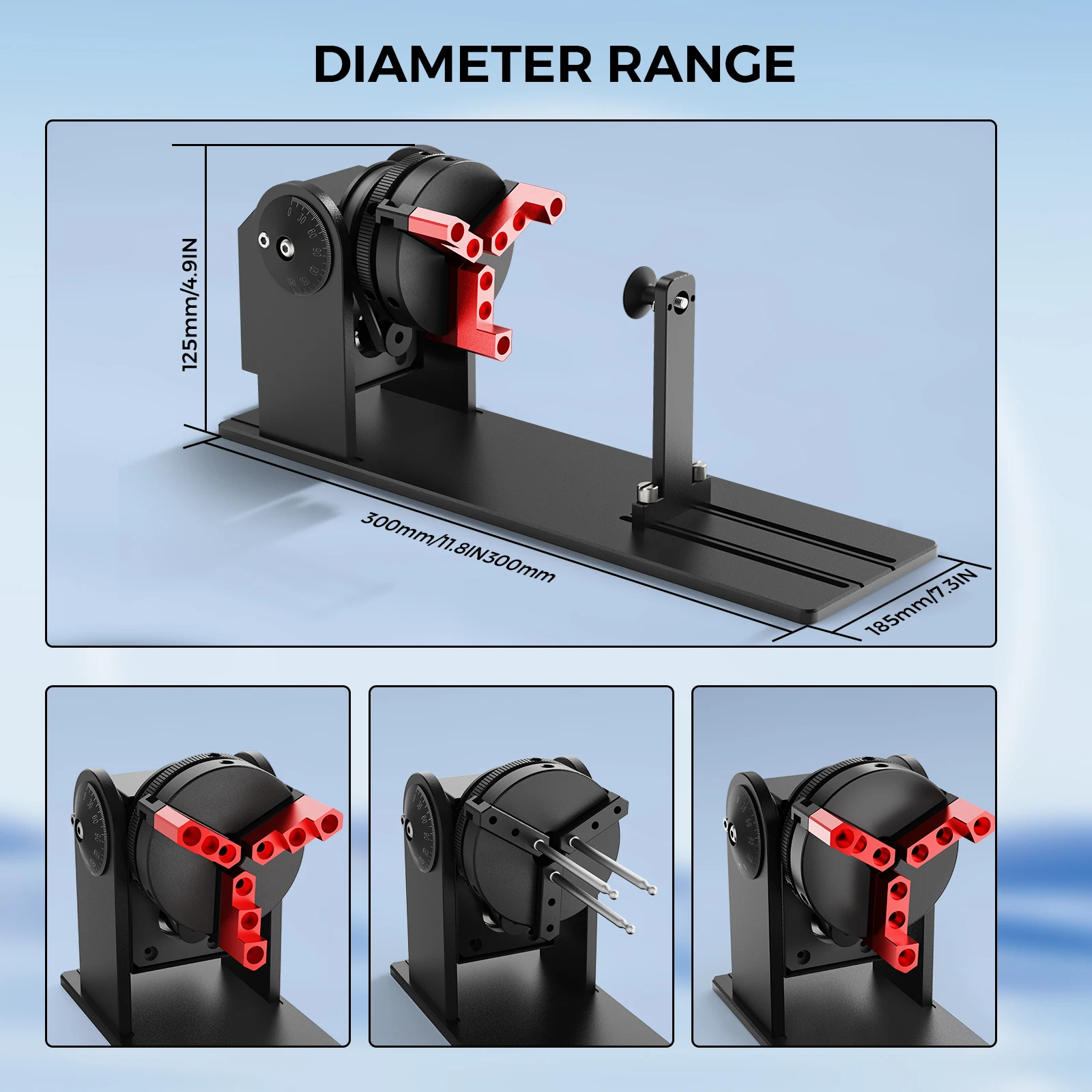 COOLOOK CR1 Laser Rotary Roller Multifunctional Y-axis Rotary Roller Engraving Module for Laser Engraver 180° Adjustable Angle