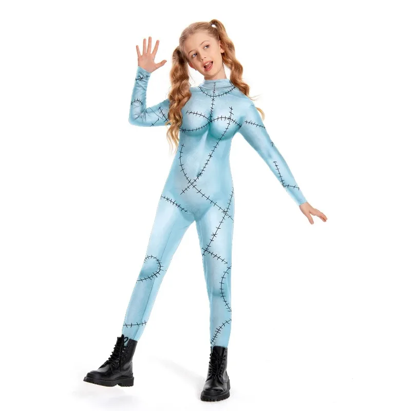 Halloween Nightmare Sally Girl Bedrucktes Kostüm Horror Karneval Party Body Fancy Disguise Jumpsuit Zentai Performance Catsuit