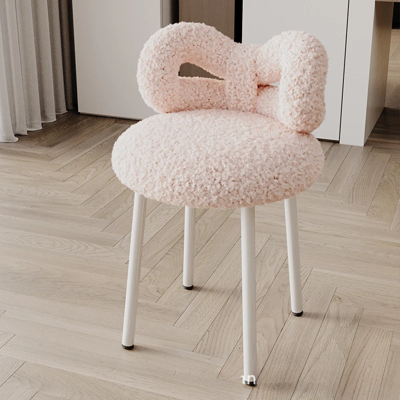 Lamb Velvet Makeup Chair Bedroom Home Dressing Table Chair Butterfly Backrest Stool Modern Simple Manicure Chair Ins Style