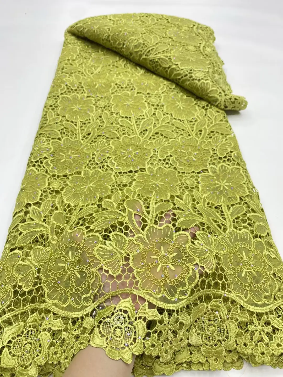 

African French Lace Fabric 2025 High Quality Stones Tulle Lace Nigerian Organdy Lace Fabric Embroidered For Wedding Party