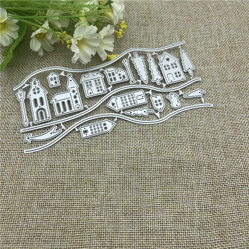 Christmas tree house Metal stencil mold Cutting Dies decoration scrapbook die cut Album Paper Craft Embossing DIY Card Crafts