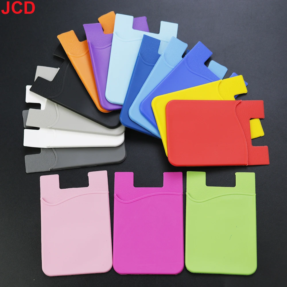 JCD 1pcs Silicone Business Credit Pocket Adhesive Fashion Women Men Cell Phone ID Card Cover Holder Slim Case Sticker Case Bags