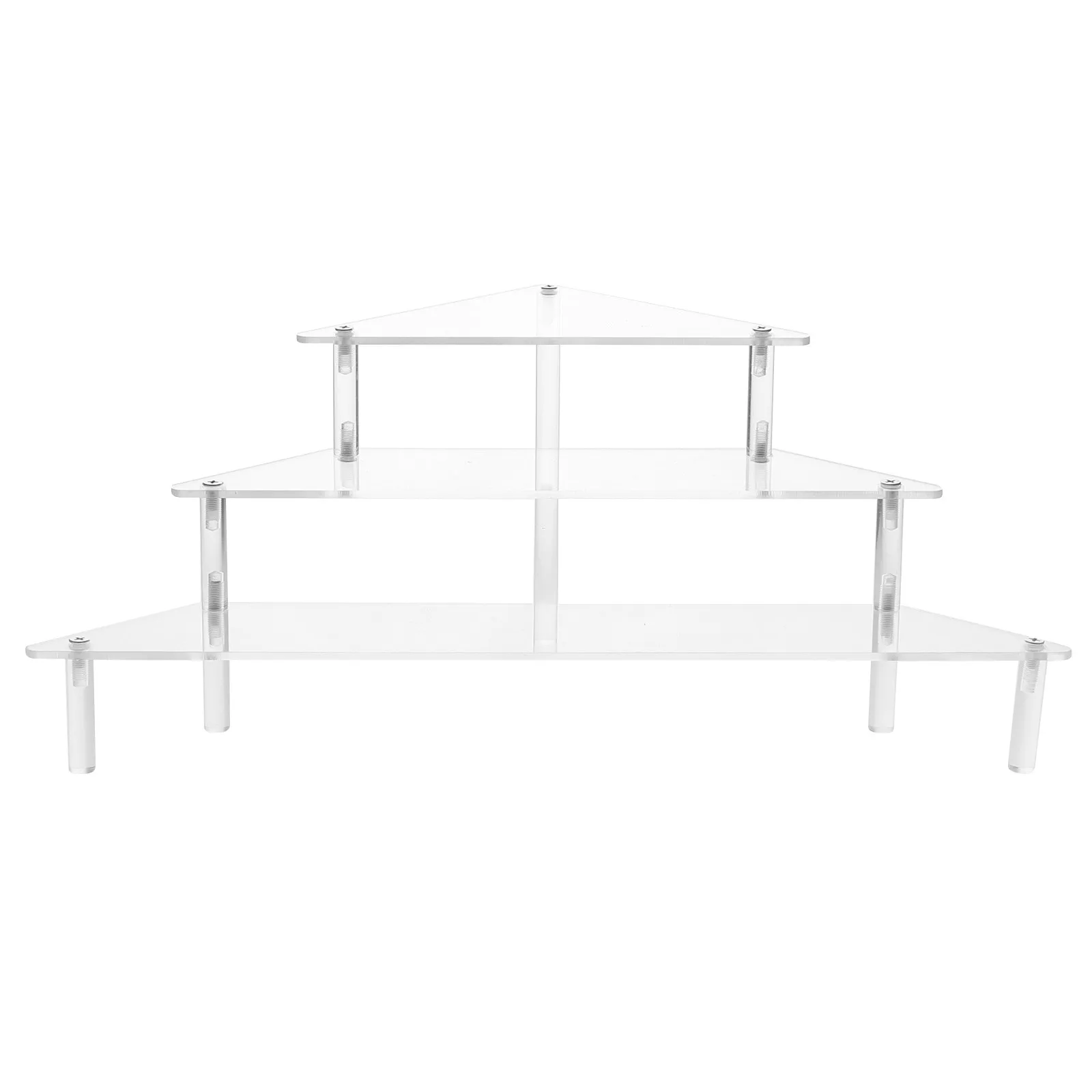3-Tier Acrylic Corner Display Riser – Transparent Triangle Shelf for Collectibles, Statues & Cosmetics