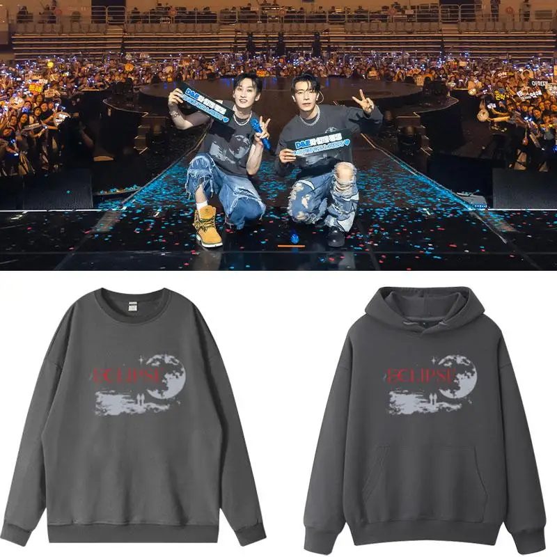 

Superjunior De2024 World Tour Concert Eclipse Весенне-осенняя толстовка с капюшоном Свободный крой с принтом Длинный све Хлопок Crewne