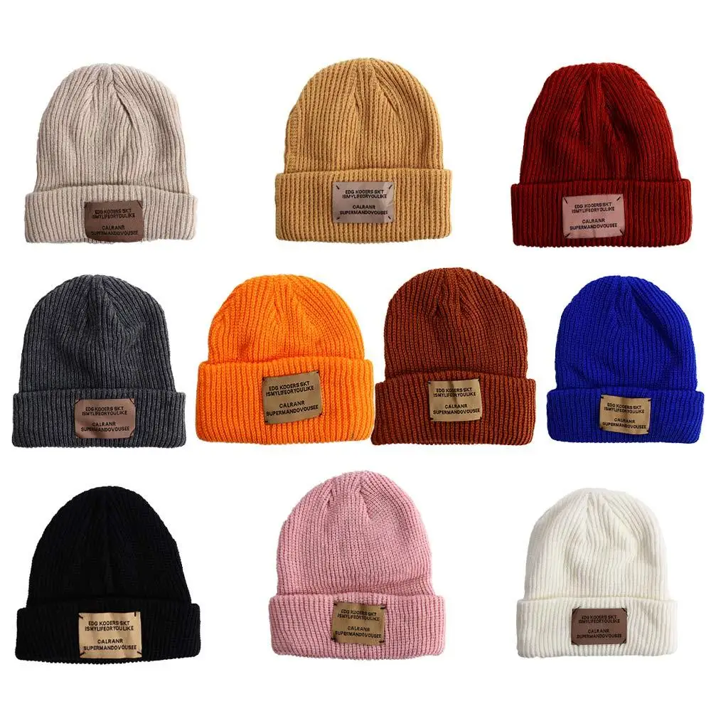 

Male Temperament Retro Skullies Solid Color Stripe All-match Winter Korean Style Caps Men Beanies Knitted Hat Woolen Hat