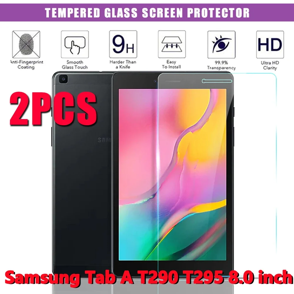 

2Pcs Tempered Glass for Samsung Galaxy Tab A 8.0 Inch 2019 Tablet Screen Protector 9H 0.3mm Protective Film for SM-T290 SM-T295