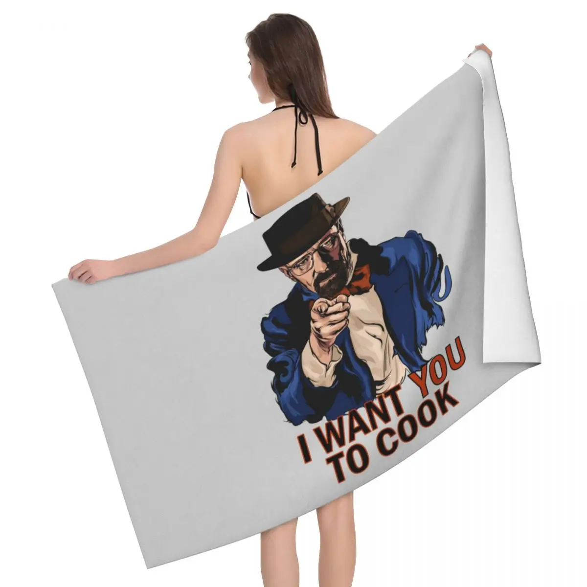 Custom Funny Walter White I Want You To Cook Beach Towel Quick Drying Breaking Bad Super Soft Microfiber Pool Sauna Towels