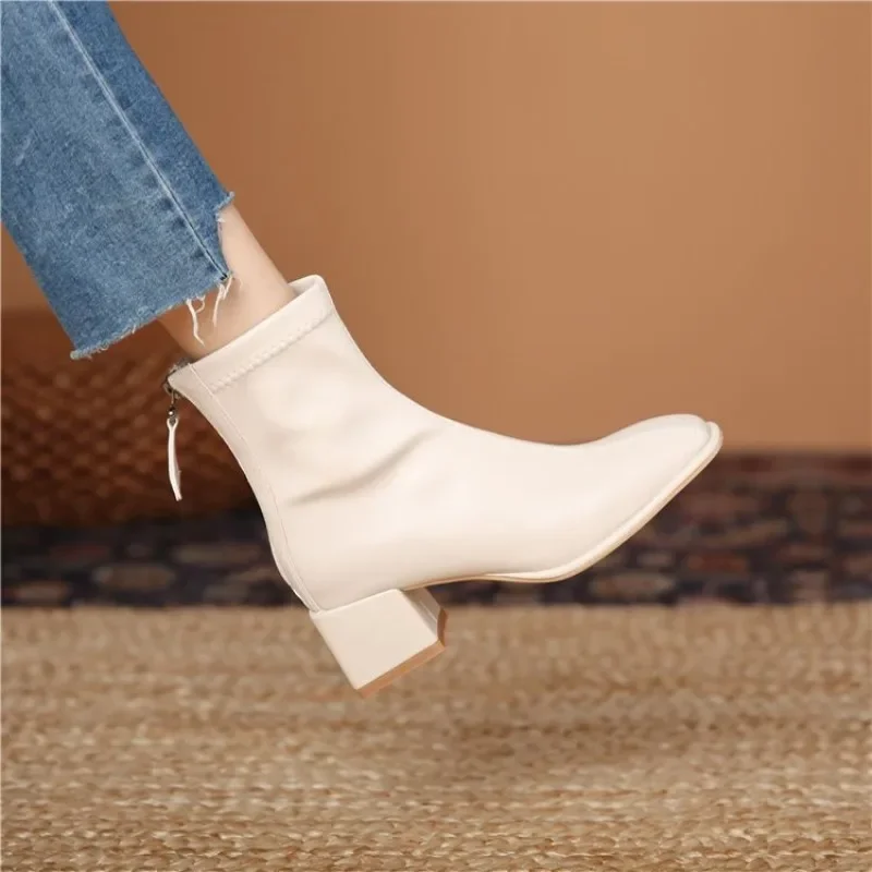 

Autumn Winter Booties Zip Chunky Heel Female Short Shoes New In High Quality Fashion 2025 Chic and Elegant Women's Ankle Boots