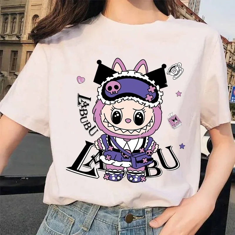 Labubu Adult Sweethearts Clothes Women Cotton T Shirts Men Cartoon Anime Graphic Print Shirt Fashion Tops Birthday Party Gifts