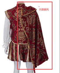 Tudor Renaissance Cape Tudor Elizabeth Costume Pirate Colonial Red And Gold Brocade Jerkin Cloak Halloween Costume Accessories
